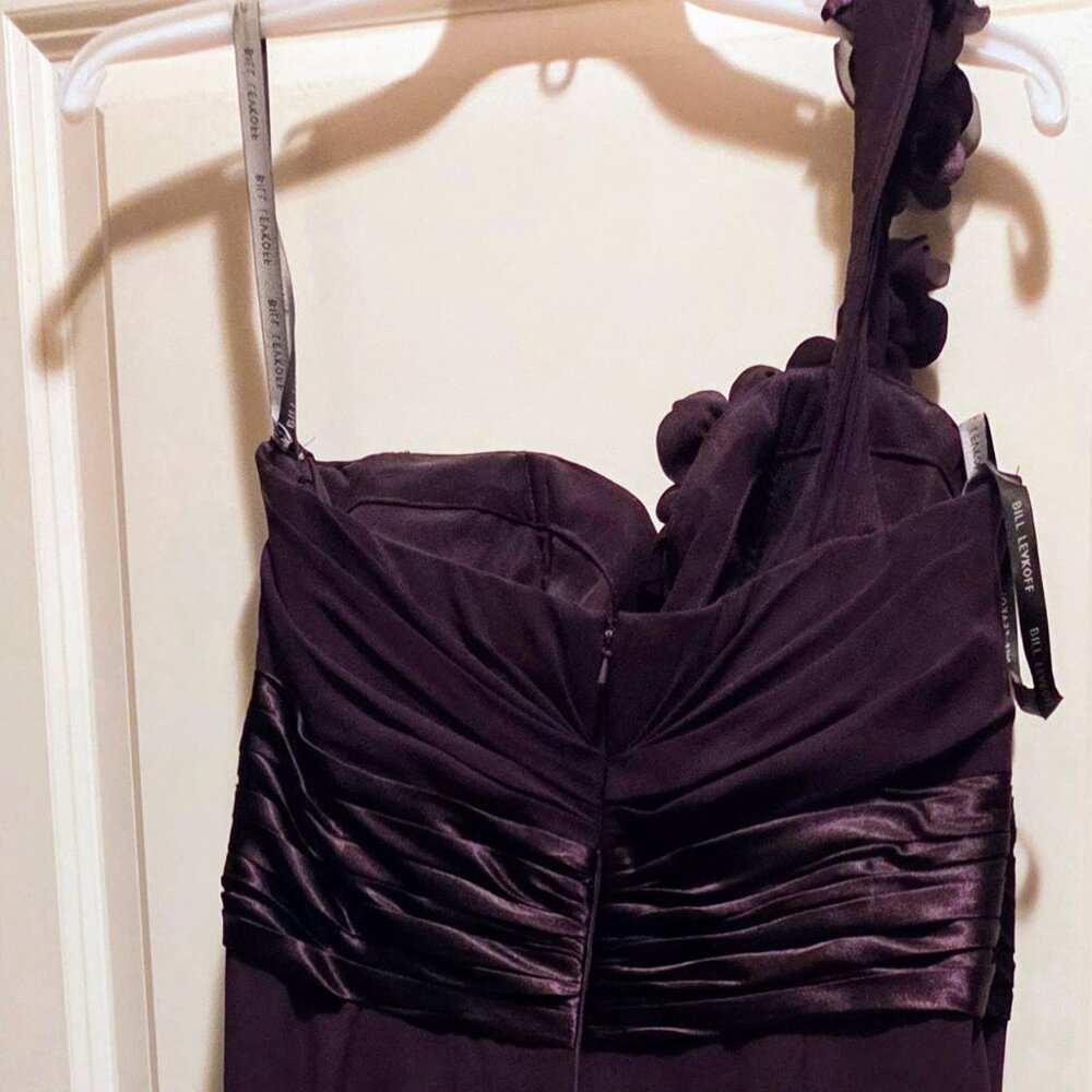 Bill Levkoff Plum floor length bridesmaid dress